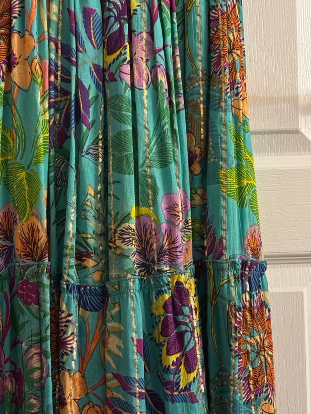 NEW! Green Floral Printed Maxi Dress - Picture 4 of 4